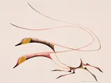 Two Geese Taking Off by Benjamin Chee Chee, 1975, acrylic on paper, sold Feb 2021