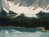 Across Lake O'Hara by Alan Caswell Collier, oil on board, sold Feb 2021