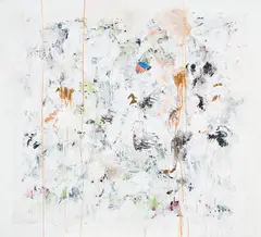 Untitled by Gordon A. Smith, 2018, acrylic and collage on canvas, sold Feb 2021