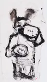 Not Sure by John Scott, double-sided mixed media on paper, sold Feb 2021