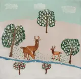 A Herd of Deer by Everett Lewis, oil on board, sold Jan 2021