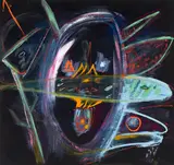 Masque mystérieux by Marguerite Bruneau, 1985, oil on canvas, sold Jan 2021