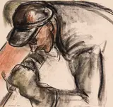 Chipper / Ebarbeur by Louis Muhlstock, 1943, charcoal and chalk on paper, sold Jan 2021
