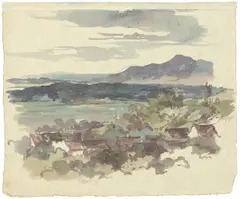 Blick aus der Heilanstalt Sonnenstein (?) by August Richter, Um 1844, Aquarell auf Bütten, sold May 2017