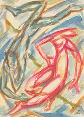 Zwei Figuren by Thomas Ring, 1919, Aquarell auf Papier, sold Jun 2016