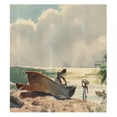 Figures on the Coast of Bermuda by John Pike, Watercolor and gouache on paper, sold Mar 2024