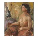Nude Woman Holding an Apple by Francis Vincent, Oil on canvas, sold Mar 2024