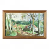 Landscape with Riders by Marie Louis Ogier, Oil on canvas, sold Mar 2024