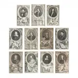 Eleven Engravings from The Heads of Illustrious Persons of Great Britain by Jacobus Houbraken, Each an engraving on paper, sold Mar 2024