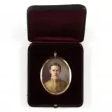 Portrait Miniature of a Young Soldier by Jenny Eakin Delony Rice, Watercolor on ivory, sold Mar 2024