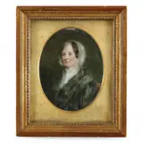 Portrait Miniature of a Lady in Green by Richard Morrell Staigg, Watercolor on ivory, sold Mar 2024