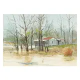 Blue Cabin by Harrel Gray, Watercolor on paper, sold Mar 2024