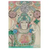 Untitled (Five Faces with Angels) by Minnie Evans, Pencil, sold Mar 2024