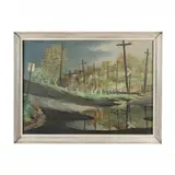 Railroad Crossing by John Carter Shryock, Oil on canvas, sold Mar 2024