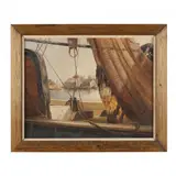 North Carolina Harbor Scene by John Carter Shryock, Oil on canvas, sold Mar 2024