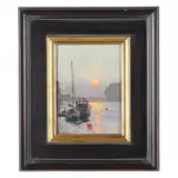 Orange Moorings by Donald Demers, Oil on board, sold Mar 2024