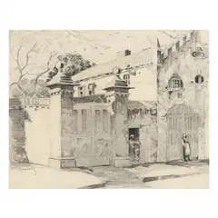 31 King Street, Charleston by Alfred Heber Hutty, Graphite on paper, sold Mar 2024