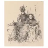 Mother and Daughter (La Mère Malade) by James Abbott McNeill Whistler, Lithograph on, sold Mar 2024