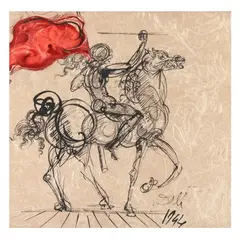 Le Cavalier de l'Apocalypse by Salvador Dalí, Gouache and ink on Japanese Kinwashi paper, sold Mar 2024