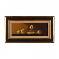 Still Life with Apples and Books by Gerald Stinski, Oil on panel, sold Mar 2024