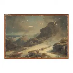 Elk in a Landscape by Hermann Herzog, Oil on canvas, sold Mar 2024