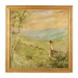 Girl in Field by Adolph Sehring, Oil on Masonite, sold Mar 2024