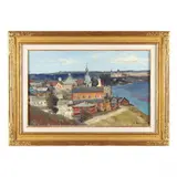 View from a 14th Century Monastery on the Volga by Nikolai Nikolayevich Volodimirov, Oil on board, sold Mar 2024
