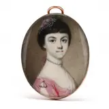 Portrait of a Young Lady in Pink by Richard Crosse, Watercolor on ivory, sold Mar 2024