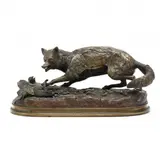Bronze Group of Fox with Prey by Lambert Alexandre Leonard, Patinated bronze, sold Feb 2024
