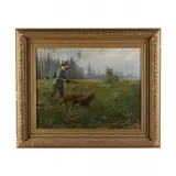 Hunter with German Shorthaired Pointers by Gustave Wiegand, Oil on canvas, sold Feb 2024