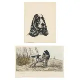 Two Cocker Spaniel Portraits by Léon Danchin, Each an etching and aquatint in colors, sold Feb 2024