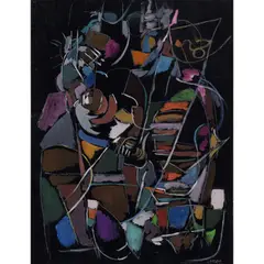 Sans titre, (Composition) by André Lanskoy, Huile, gouache et pastels de couleur sur papier, sold Jun 2024