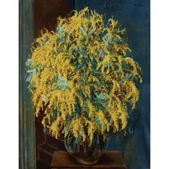Bouquet de mimosas by Moïse Kisling, circa 1945, Huile sur toile, sold Jun 2024