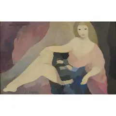 Jeune femme allongée by Marie Laurencin, circa 1926, Huile sur toile, sold Jun 2024