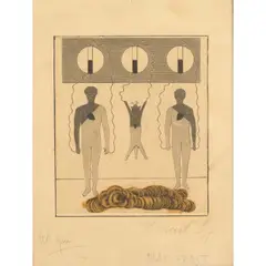 Sans titre by Max Ernst, 1921, Gravure découpée, encre, collage sur papier contrecollé sur carton, sold Jun 2024