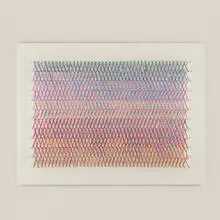 Untitled by Irving Harper, paper, nails and string construction on artist's board in artist-made Plexiglas shadow box, sold Jul 2026