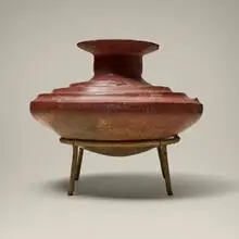 Coiled vessel with snake by Colima, earthenware, sold Jul 2026
