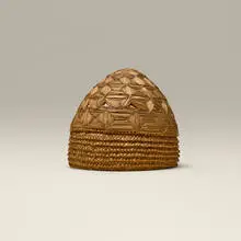 Woven hat by African, woven grass, foil, string, sold Jul 2026