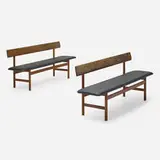 Benches, pair by Børge Mogensen, 1965, oak, leather, sold Oct 2022