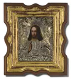 Russisch, 2 by Christus Pantokrator mit Silberoklad in Kiyot, tempera, sold Mar 2017