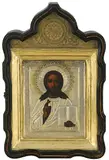 Russisch, Ende 19.Jh by Christus Pantokrator mit Silberoklad in Kiyot, tempera, sold Mar 2017