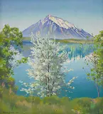 Der Thunersee mit Niesen im Frühling, 1937 by Marcus Jacobi, oil on canvas, offered Mar 2017