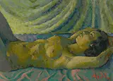 Liegender 3/4 Akt, weiblich", 1946 by Conrad Meili, oil on panel, sold Mar 2017