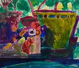 Gartentisch mit Töpfen by Cuno Amiet, 1923, watercolor, sold Mar 2017