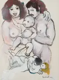 Familie by Mario Comensoli, 1962, mixed media, sold Mar 2017