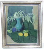 Stillleben mit Eukalyptuszweigen, Zitronen und Gemüse, 1914 by Otto Meister, oil on canvas, sold Mar 2017