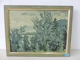Blick von einem Waldstück auf einen See by Hermann Pieper, oil on board, offered Mar 2017