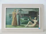 Bootsanlegestelle mit Personenstudie by Hermann Pieper, oil on canvas, sold Mar 2017
