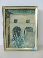 Grosse Agave vor südländischer Häusergruppe by Hermann Pieper, oil on board, offered Mar 2017