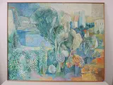 Abendlicht", 1989 by Tobias Schiess, oil on canvas, sold Mar 2017
